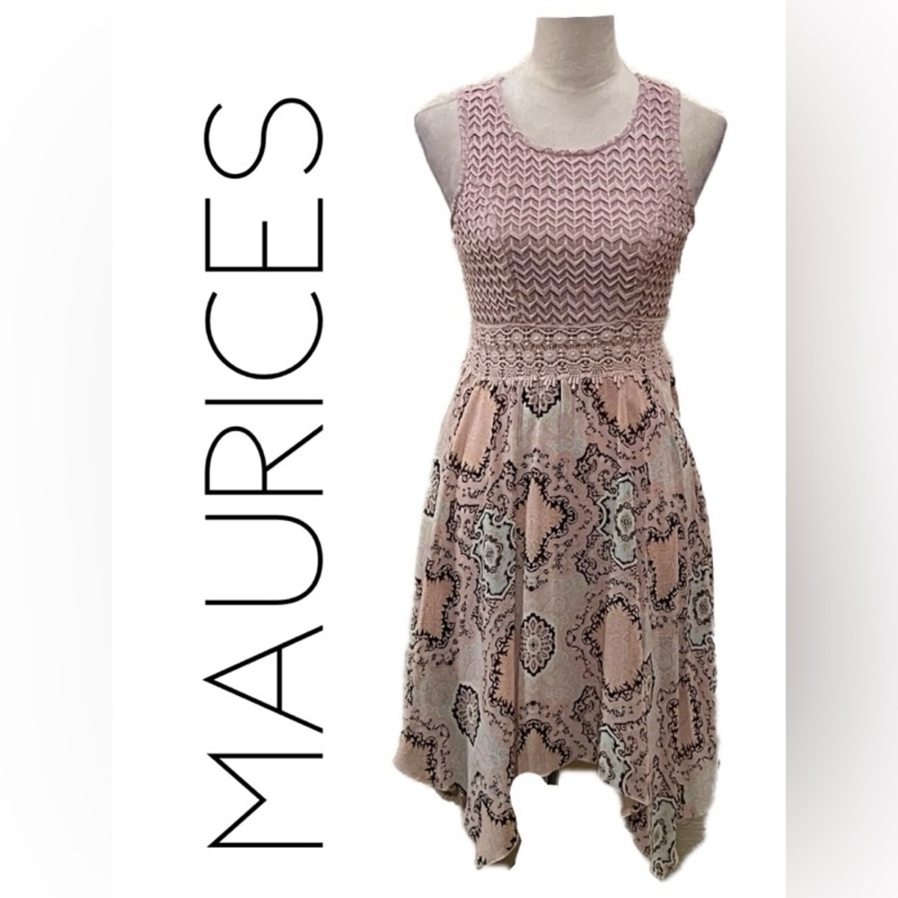 💖Crocheted Waistband Pink Bohemian Sleeveless Summer Dress